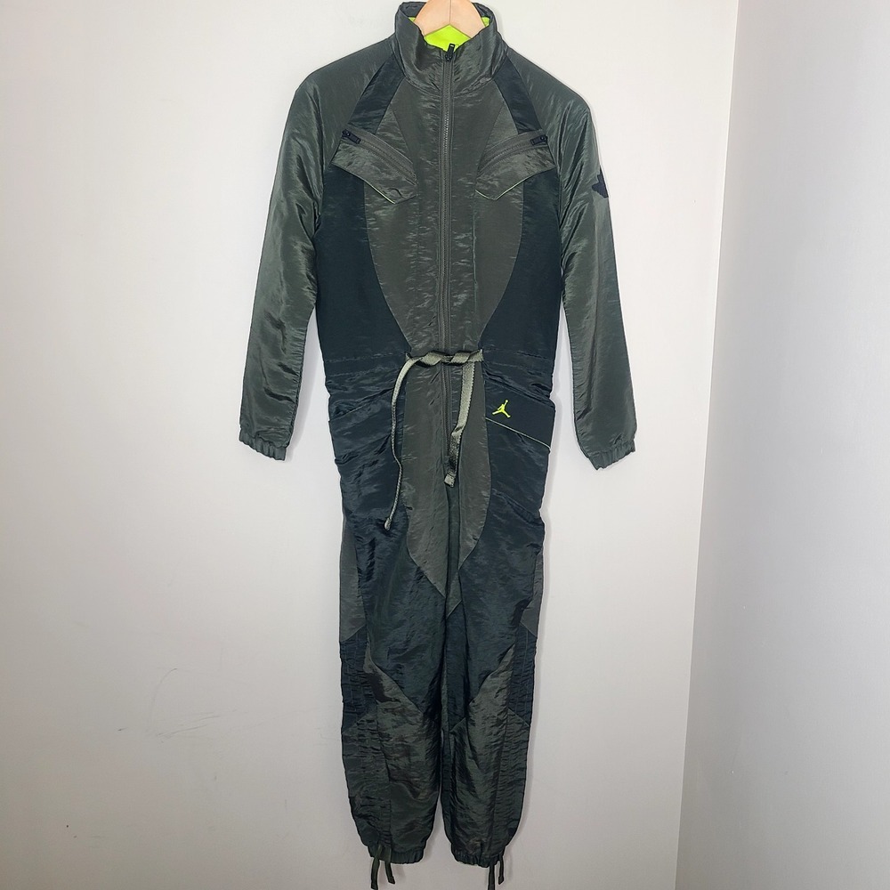 NIKE Air Jordan Flight Suit Olive Khaki Cyber Zip Jumpsuit‎ Breakdance Future XS